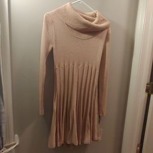 Long Sleeve Turtle Neck Sparkle Sweater Dress